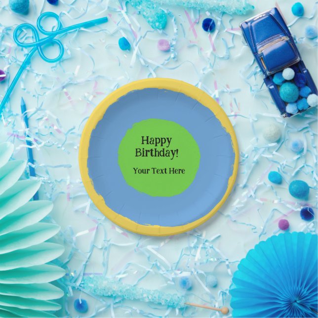 Modern and Vibrant Design Custom Text Paper Plate (Party)