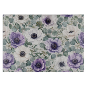 Modern Anemone and Eucalyptus Design Cutting Board