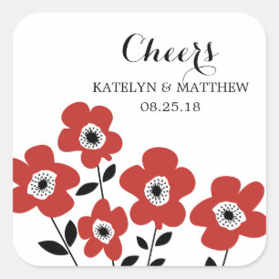 Modern Anemone   Wedding Square Sticker