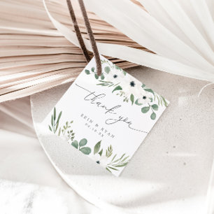 Modern Anemones & Dusty Green Eucalyptus Wedding Favour Tags