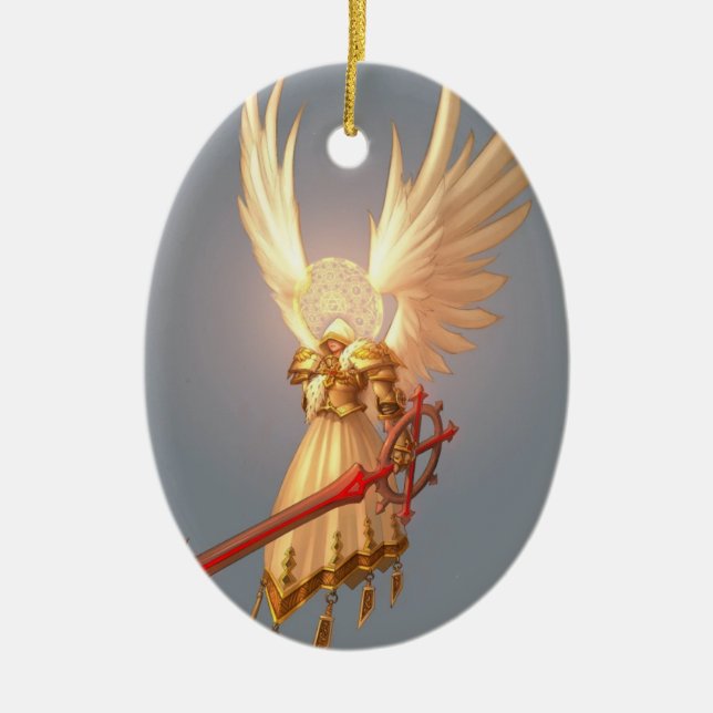 Modern Angel Oval Ceramic Ornament (Front)