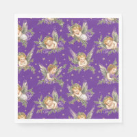 Modern angels pattern purple