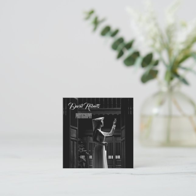 Modern Angle candid photography Square Business Card (Standing Front)