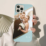 Modern Angle Monogrammed Custom Photo iPhone 15 Mini Case<br><div class="desc">Modern and minimalist personalised photo design. Need help adding your text or photo? Please send us a message using the contact button below.</div>