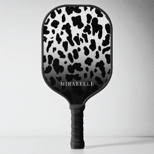 Modern Animal Cute Black and White Cow Pattern Pickleball Paddle