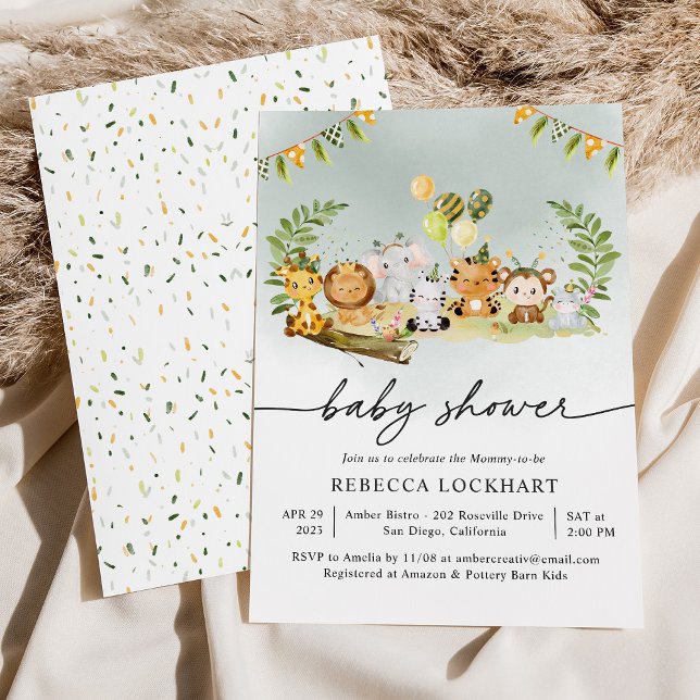 Modern Animal Safari Boy Baby Shower Invitation (Creator Uploaded)