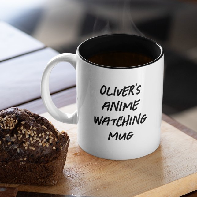 Modern Anime Watching Personalised Two-Tone Coffee Mug (Creator Uploaded)