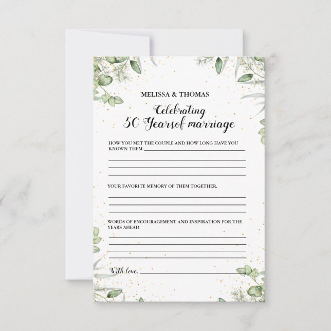 Modern  Anniversary 50th wedding party game Card (Front)