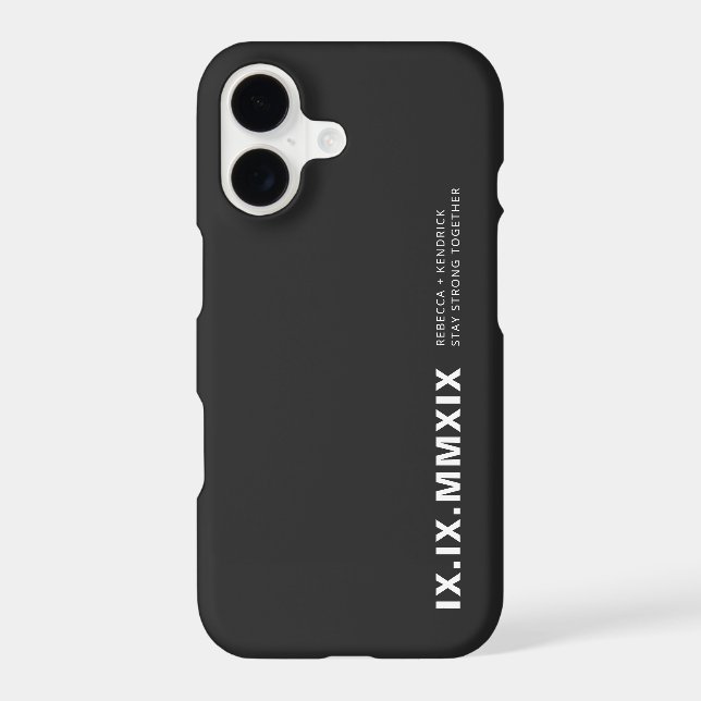 Modern Anniversary Date Roman Numerals Matching iPhone Case (Back)