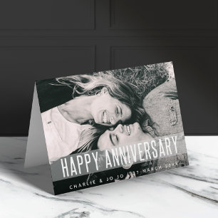 Modern Anniversary Love Photo Happy Wedding Name Card