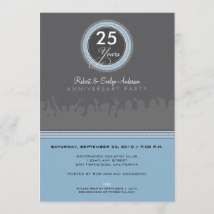 Modern Anniversary Party Invitation (grey/blue)