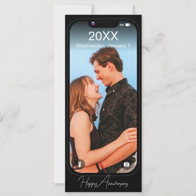 Modern Anniversary Phone Lock Screen Photo Card (Front)