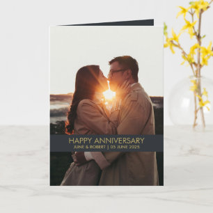 Modern anniversary photo love card