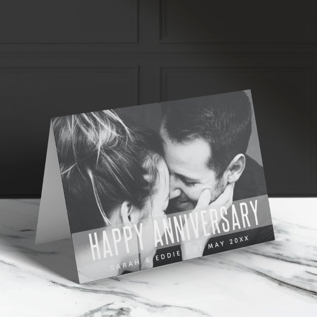 Modern Anniversary | Photo Love Happy Couples Name Card (Creator Uploaded)