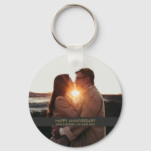 Modern anniversary photo love key ring