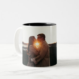 Modern anniversary photo love Two-Tone coffee mug