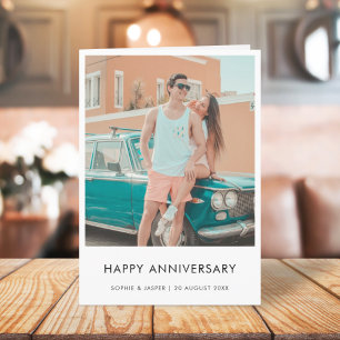 Modern Anniversary Stylish Minimalist Photo Card