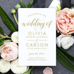 Modern Antique Gold Script Wedding Programs