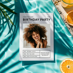 Modern Any Age Birthday Party Photo Invitation