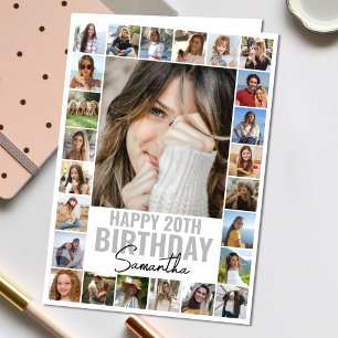 Modern Any Age Custom Collage Photo Birthday Card