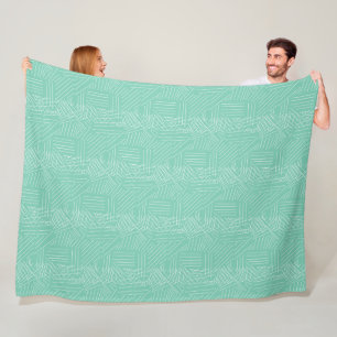 Modern Any Colour Mint Retro Geometric Pattern Fleece Blanket