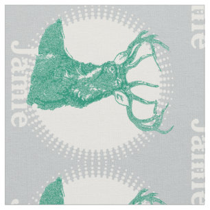 Modern Any Colour Personalised Emerald Deer Fabric
