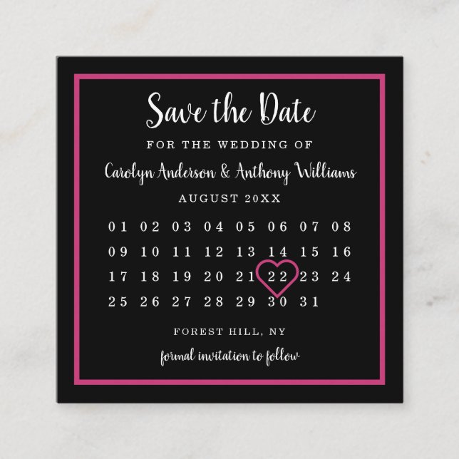 Modern Any Colour Photo Calendar Save The Date Enclosure Card (Front)