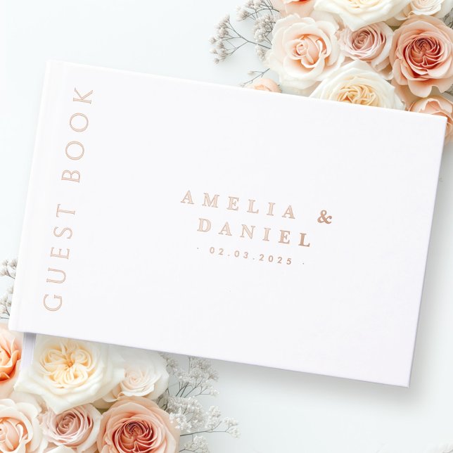 Modern any colour wedding names and date real foil guest book (Modern any color wedding names and date real foil guest book)