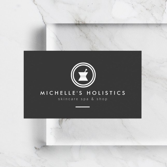 Modern Apothecary Holistic Medicine Dark Grey Business Card (Creator Uploaded)