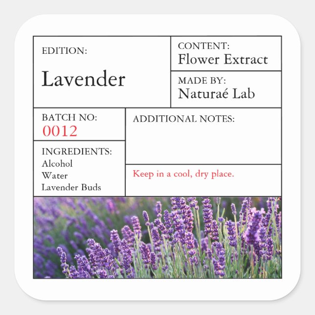 Modern Apothecary Lavender label (Front)