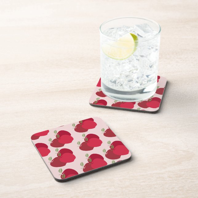 Modern Apple Print Decorative Hard plastic coaster (Right Side)