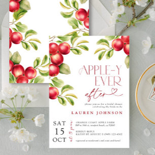 Modern Appley Ever After Apple Bridal Shower Invitation