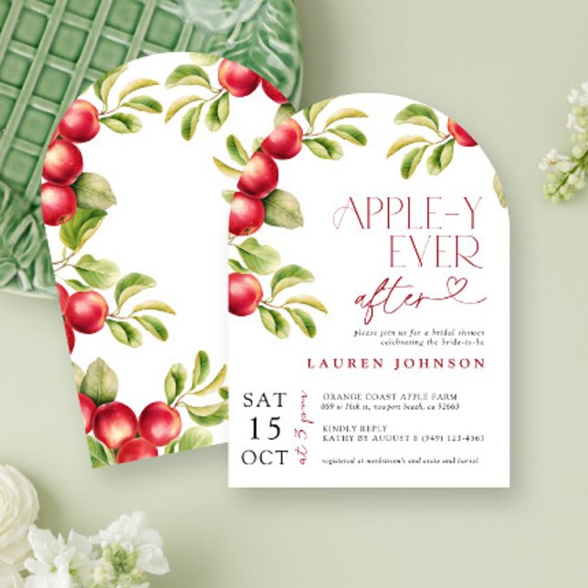 Modern Appley Ever After Apple Bridal Shower Invitation (Creator Uploaded)