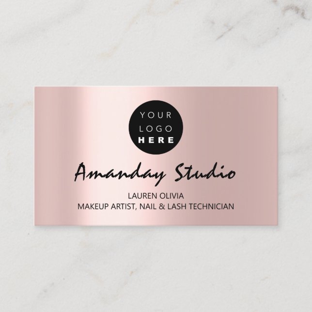 Modern Appointment Card Pink Rose Custom Logo (Front)