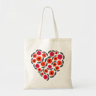 Modern Apricot Orange Flower Heart Tote Bag