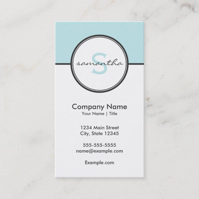Modern Aqua and Grey Business Card (Front)