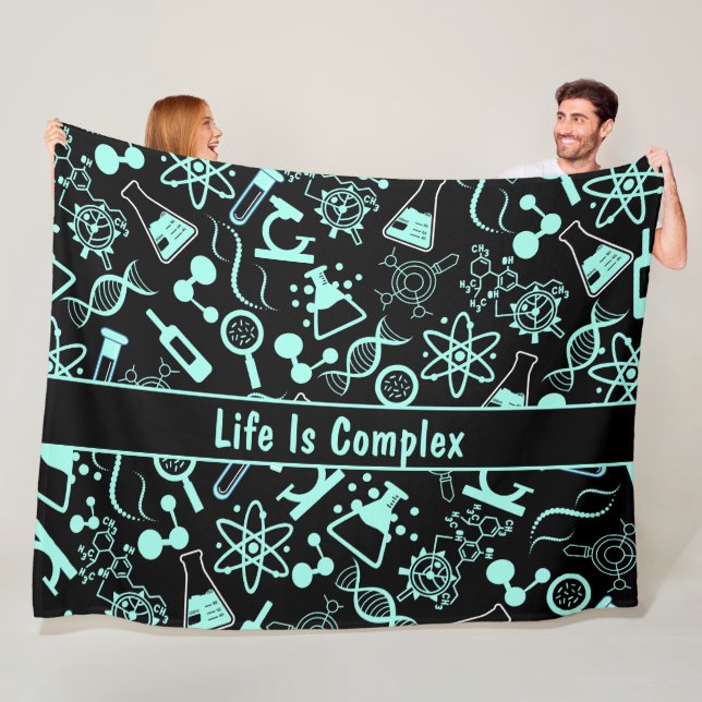 modern aqua blue biochemistry life is complex  fleece blanket (In Situ)