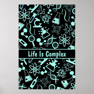 modern aqua blue biochemistry life is complex  poster