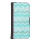Modern Aqua Blue Chevron Wallet Case iPhone 5 5S