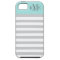 Modern Aqua Blue Grey Stripes Custom Monogram