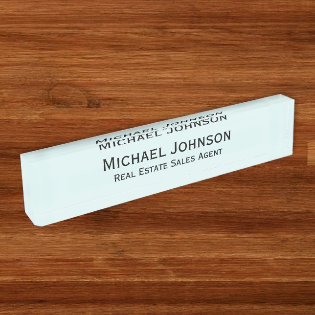Modern Aqua Blue Professional Business Executive Nameplate (Modern Aqua Blue Professional Business Executive Desk Name Plate)
