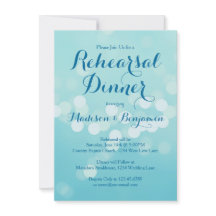 Modern Aqua Blue Rehearsal Dinner Invitations