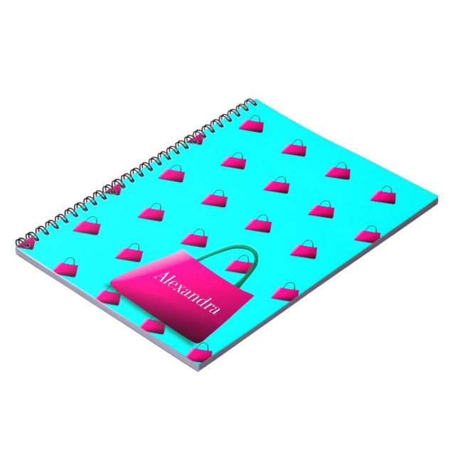 Modern Aqua Blue Teen Girl Fun Notebook (Left Side)