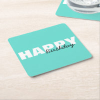 Modern Aqua Blue Typography Happy Birthday Party  