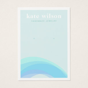 Modern Aqua Blue Waves Earring Display Card