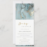 MODERN AQUA DUSKY BLUE GOLD AGATE BABY SHOWER