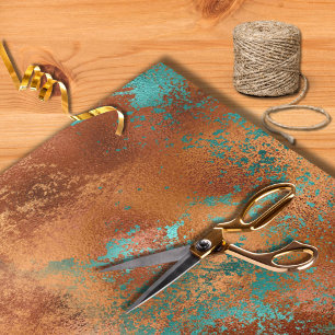 Modern Aqua & Faux Copper Colour Wedding Tissue Paper