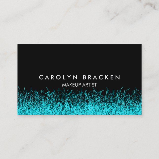 Modern Aqua Fire Black Business Card (Front)