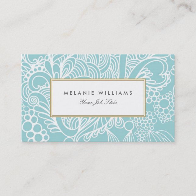 Modern Aqua Floral Business Cards (Front)