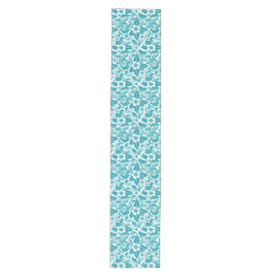 Modern Aqua Floral  Medium Table Runner